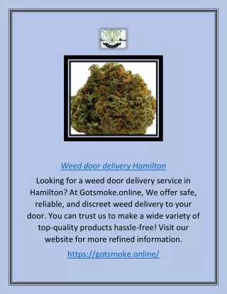 Weed Door Delivery Hamilton | Gotsmoke.online