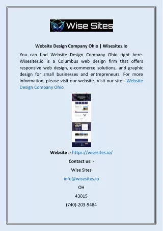 Website Design Company Ohio | Wisesites.io