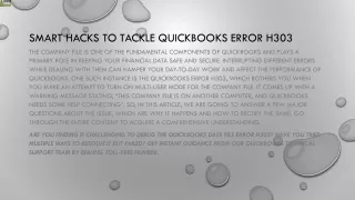 smart hacks to tackle quickbooks error h303