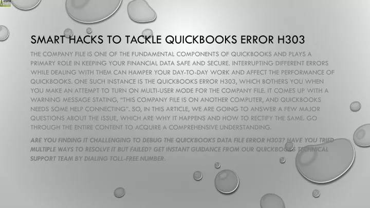 smart hacks to tackle quickbooks error h303