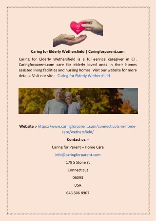 Caring for Elderly Wethersfield | Caringforparent.com