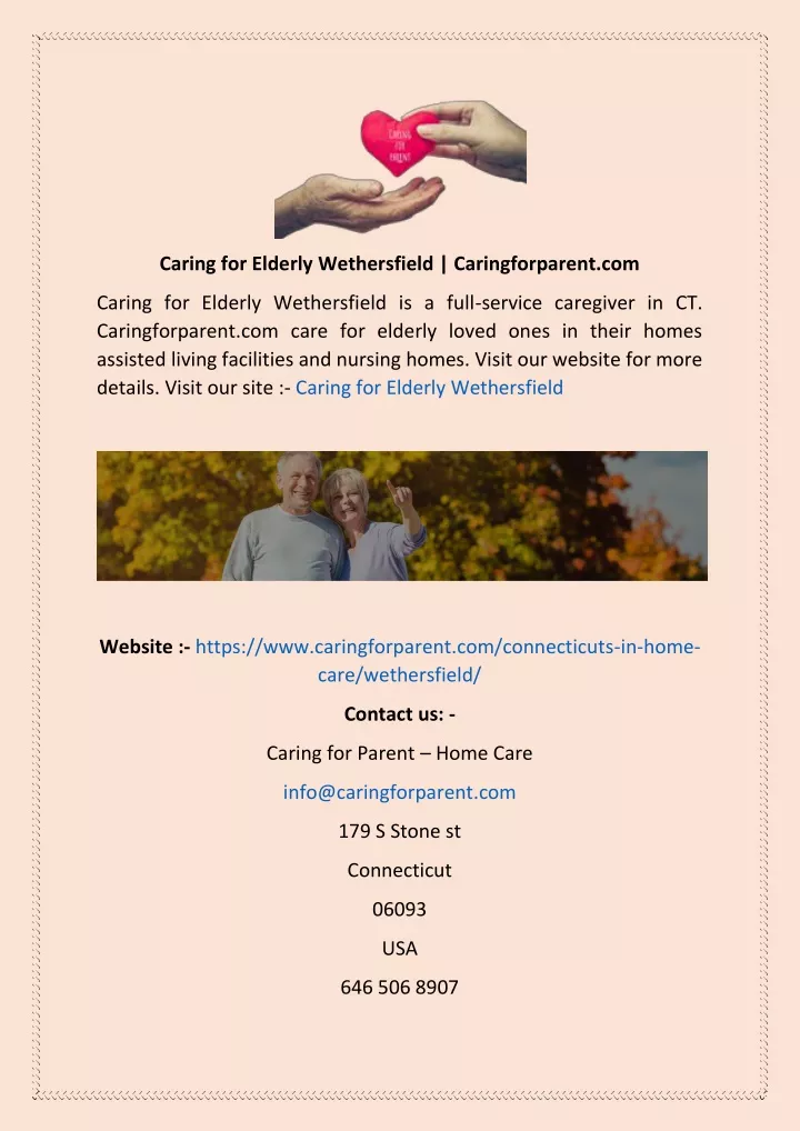 caring for elderly wethersfield caringforparent