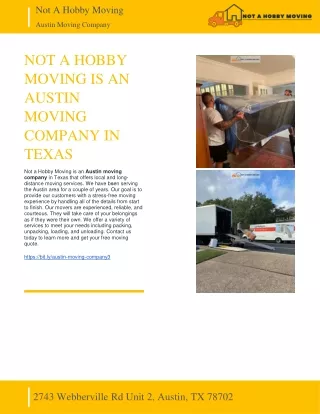 NOT A HOBBY MOVING IS AN AUSTIN MOVING COMPANY IN TEXAS