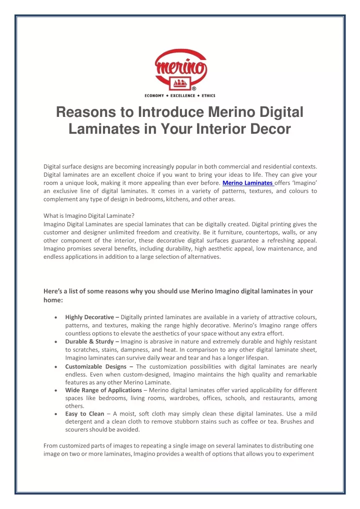 reasons to introduce merino digital laminates in your interior decor