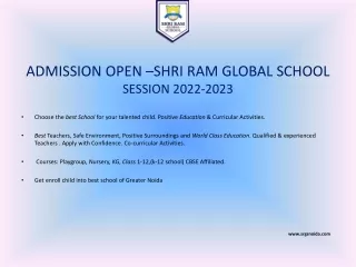 Admission Open - shri ram global school