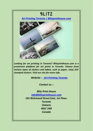 Art Printing TorontoBlitzprinthouse.com