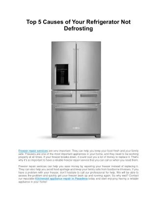 Top 5 Causes of Your Refrigerator Not Defrosting