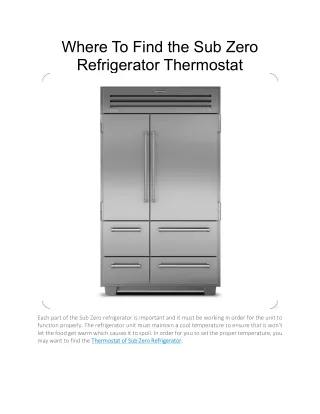 Where To Find the Sub Zero Refrigerator Thermostat