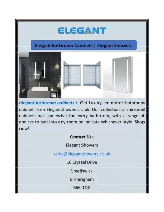 Elegant Bathroom Cabinets | Elegant Showers
