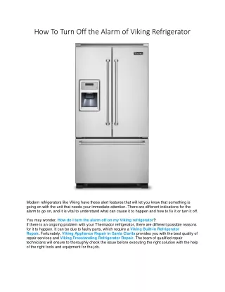 How To Turn Off the Alarm of Viking Refrigerator