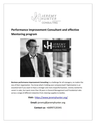 Business Performance Improvement in London by Jeremy Hunter