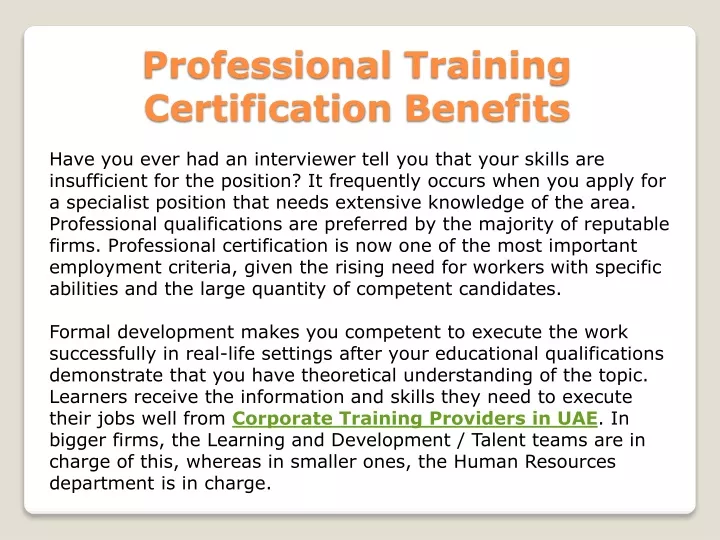 professional training certification benefits