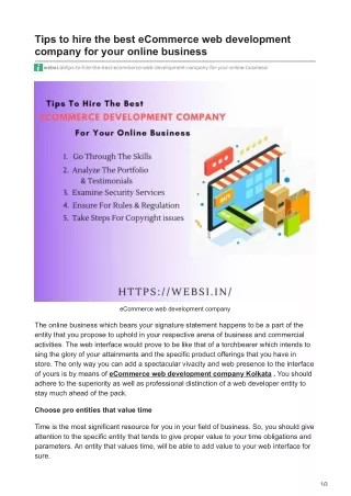 Tips to hire the best eCommerce web development company for your online business