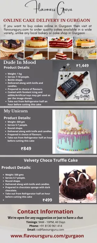Online Same Day Cake Delivery in Gurgaon - Flavours Guru
