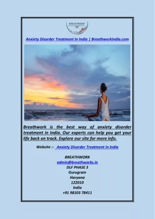 Anxiety Disorder Treatment In IndiaBreathworkindia.com