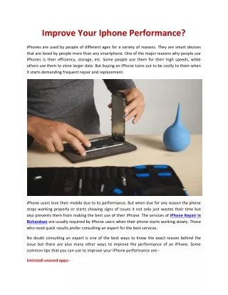 Improve Your Iphone Performance