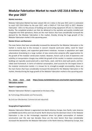modular fabrication market to reach