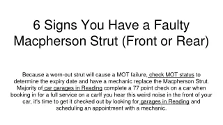 6 signs you have a faulty macpherson strut front or rear