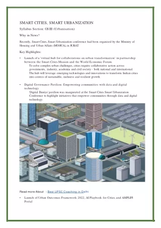 SMART CITIES, SMART URBANIZATION