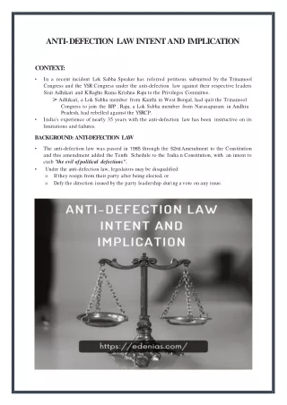 ANTI-DEFECTION LAW INTENT AND IMPLICATION