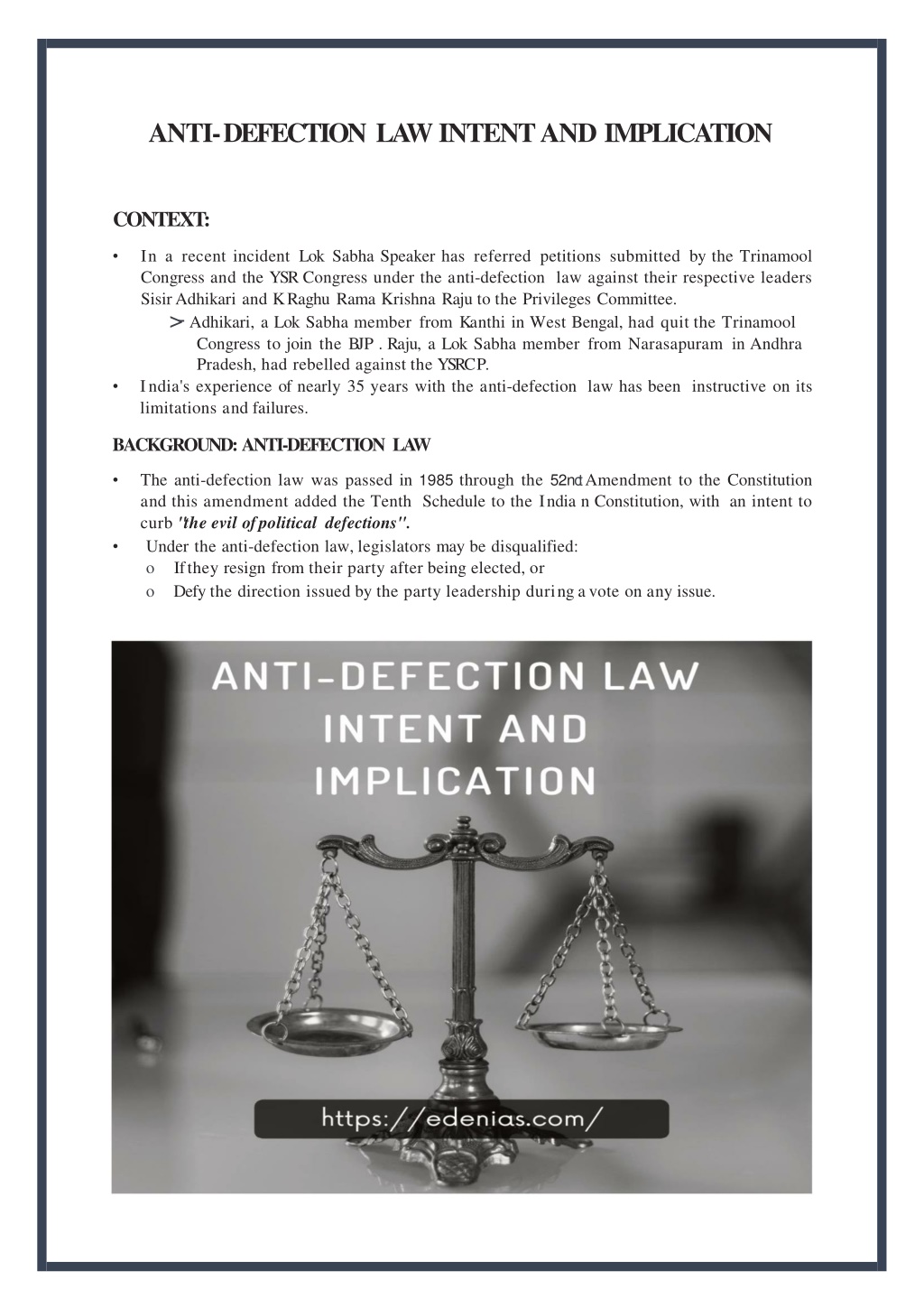 PPT - ANTI-DEFECTION LAW INTENT AND IMPLICATION PowerPoint Presentation ...