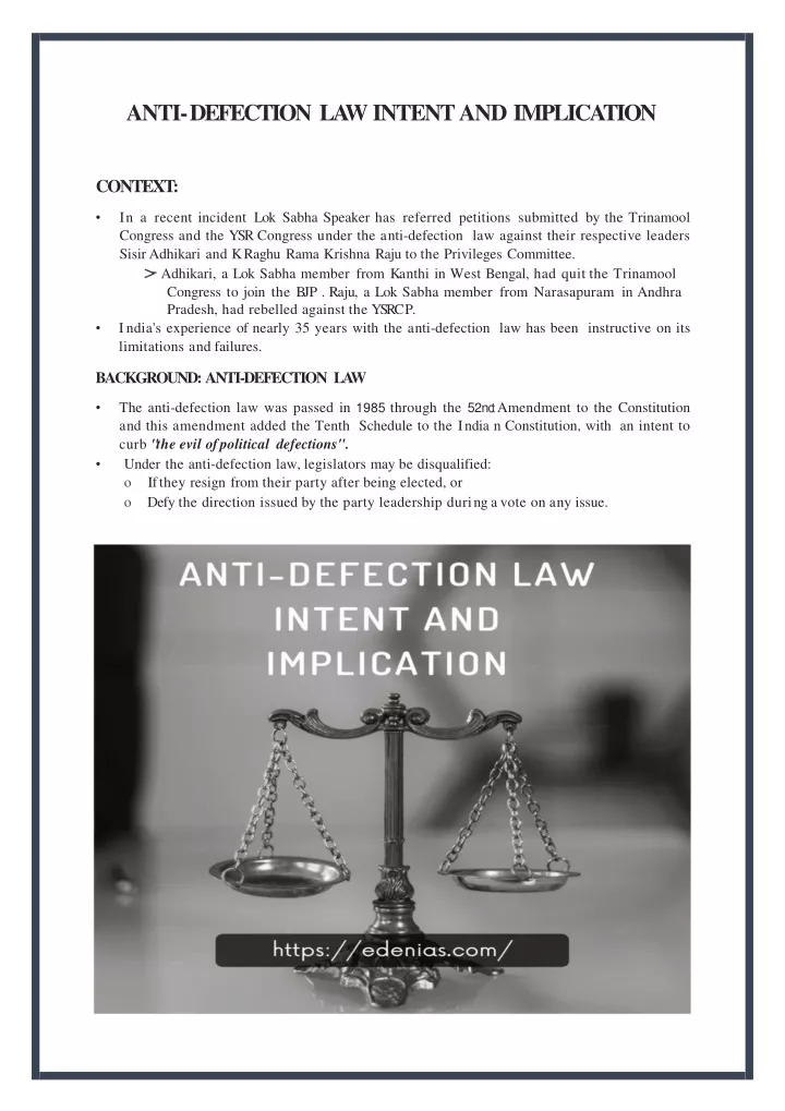 anti defection law research paper