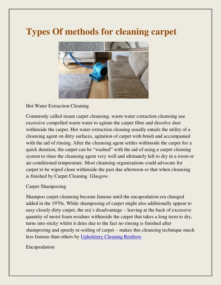 types of methods for cleaning carpet