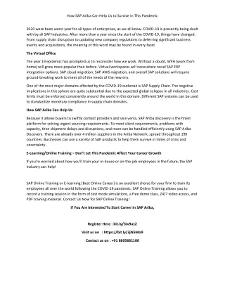 how sap ariba can help us to survive in this