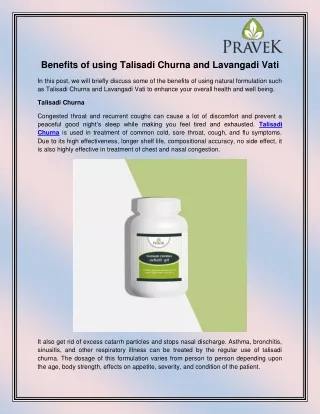 benefits of using talisadi churna and lavangadi