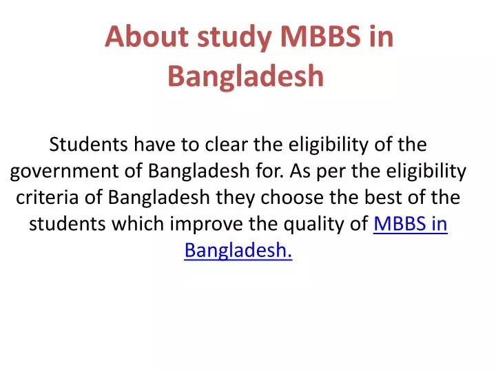 about study mbbs in bangladesh