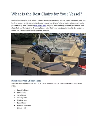 What is the Best Chairs for Your Vessel?