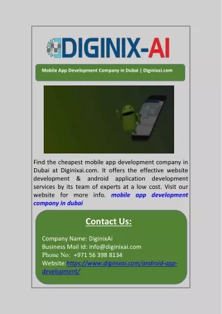 Mobile App Development Company in Dubai | Diginixai.com