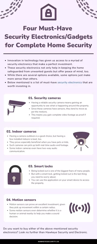 Four Must-Have Security Electronics/Gadgets For Complete Home Security