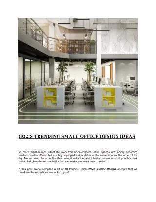 2022’S TRENDING SMALL OFFICE DESIGN IDEAS By StudioDNA