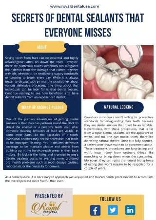 Secrets of Dental Sealants to Prevent Cavity