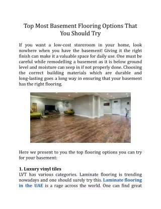 Top Most Basement Flooring Options That You Should Try