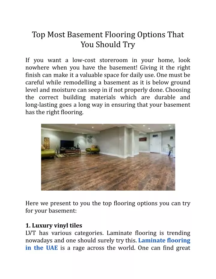 top most basement flooring options that