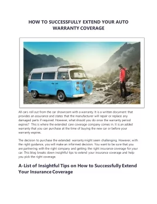 HOW TO SUCCESSFULLY EXTEND YOUR AUTO WARRANTY COVERAGE