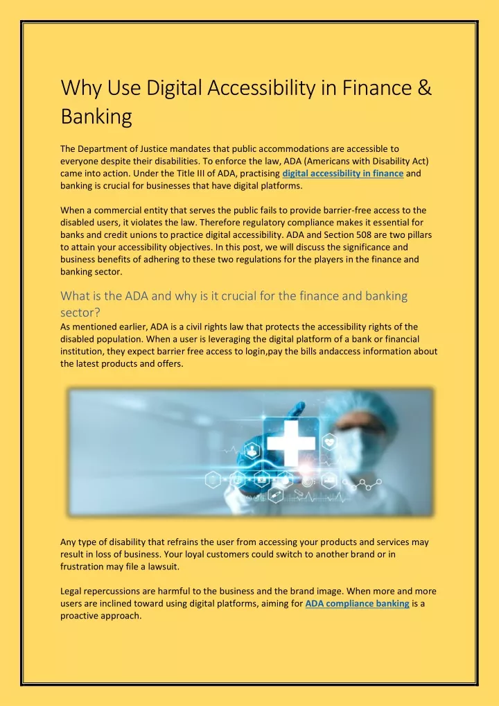 why use digital accessibility in finance banking