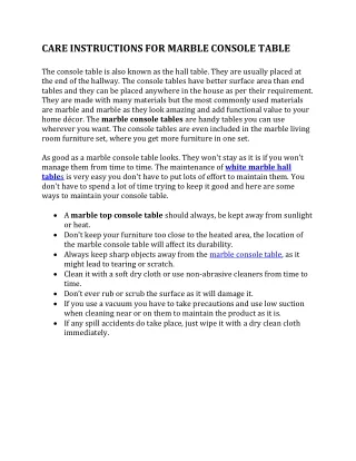 care instructions for marble console table