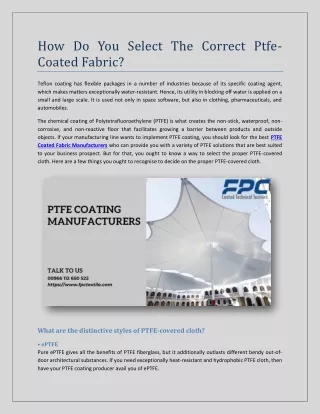 how do you select the correct ptfe coated fabric