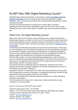 do biit also offer digital marketing course