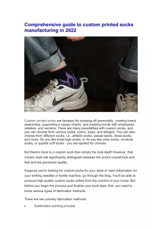 comprehensive guide to custom printed socks