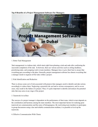 top 8 benefits of a project management software