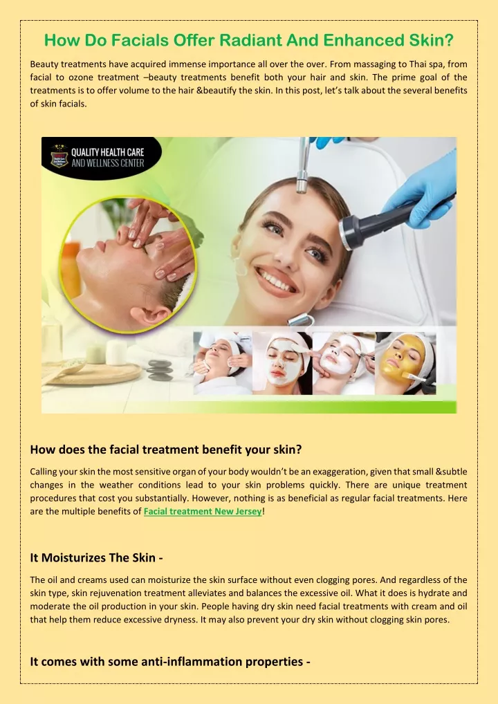 how do facials offer radiant and enhanced skin