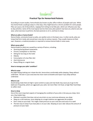 practical tips for hemorrhoid patients