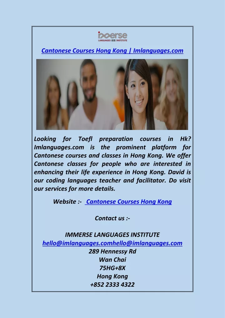 cantonese courses hong kong imlanguages com