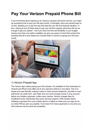 Pay Your Verizon Prepaid Phone Bill