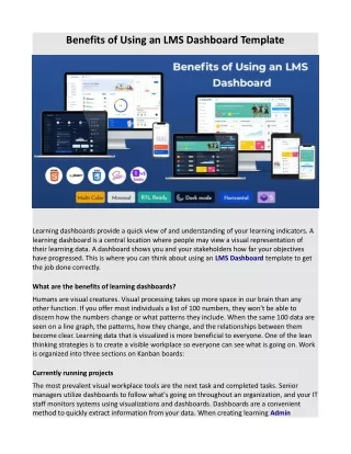 benefits of using an lms dashboard template