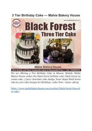 3 Tier Birthday Cake — Mahie Bakery House